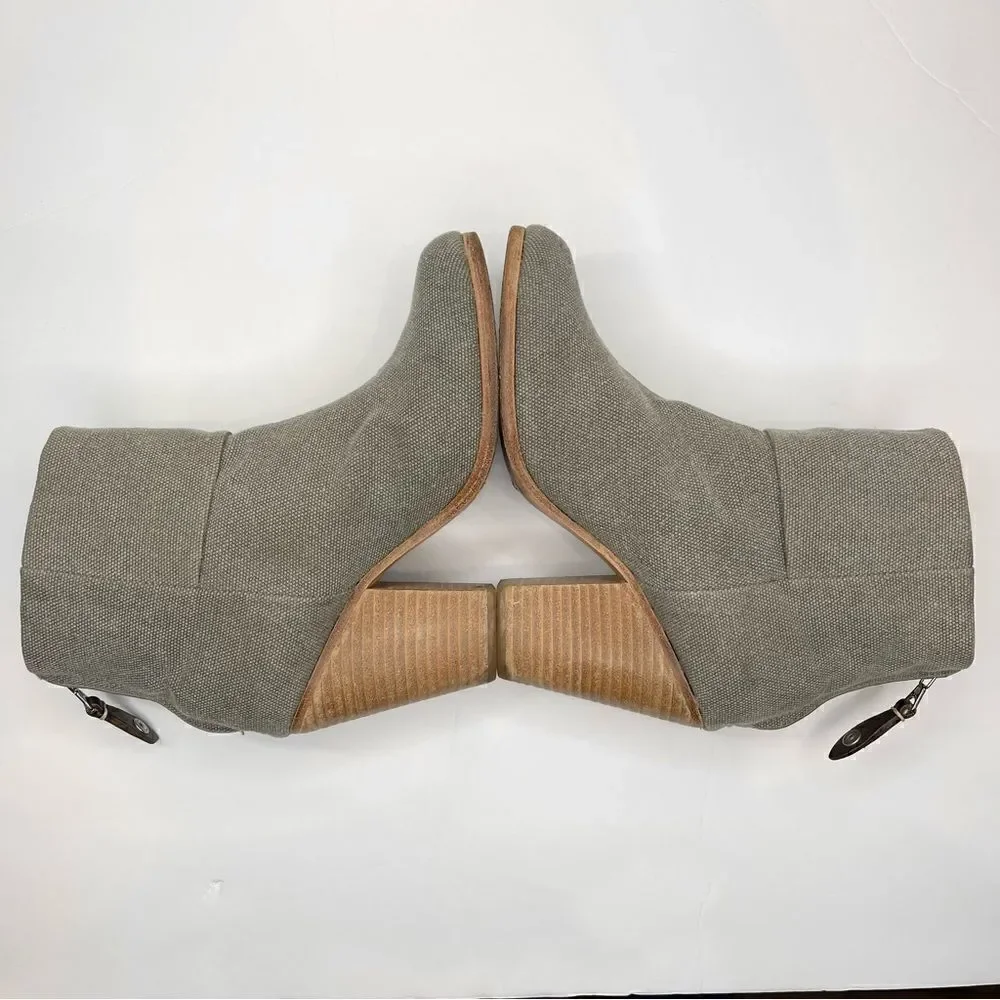 Rag & Bone Newbury Italian Canvas Stonewall Ankle Boot 7.5 Chunky Stacked Heel